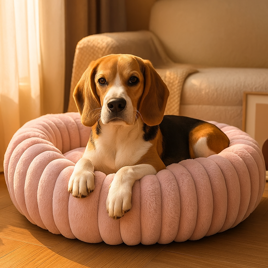 SnuggleNest Plush Donut Dog Bed