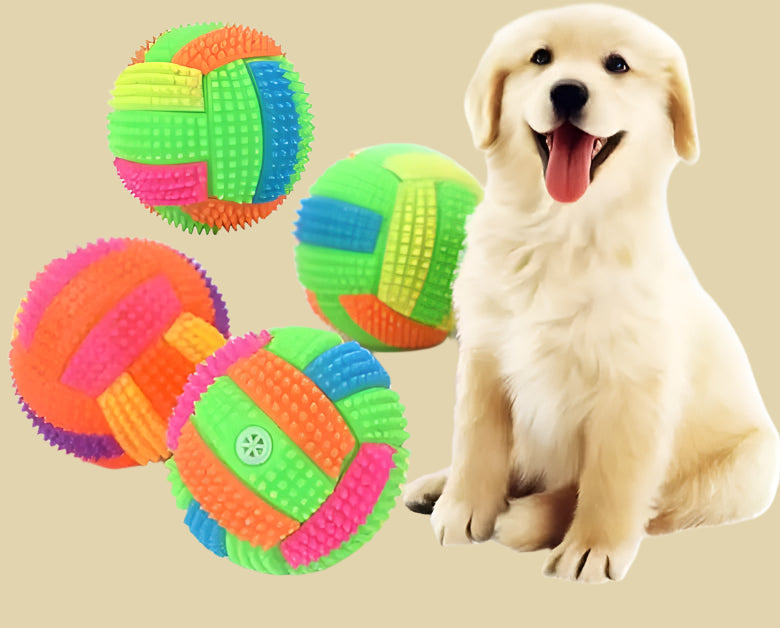 GlowBounce Squeaky Dog Ball - Interactive Light-Up Fetch Toy