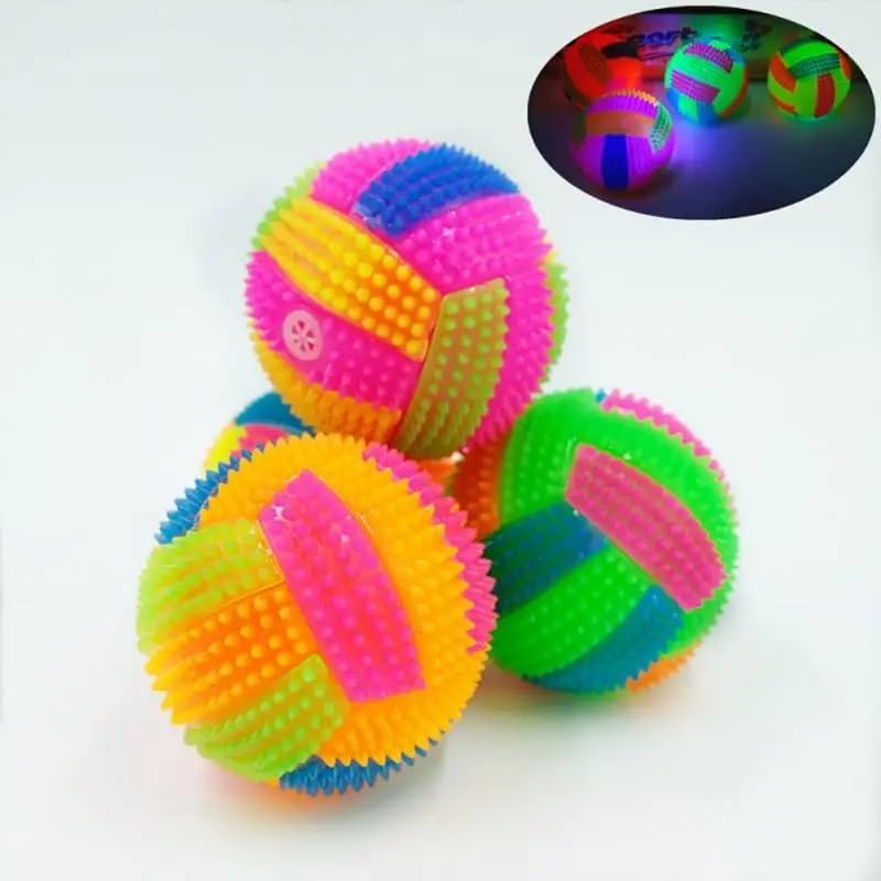 GlowBounce Squeaky Dog Ball - Interactive Light-Up Fetch Toy