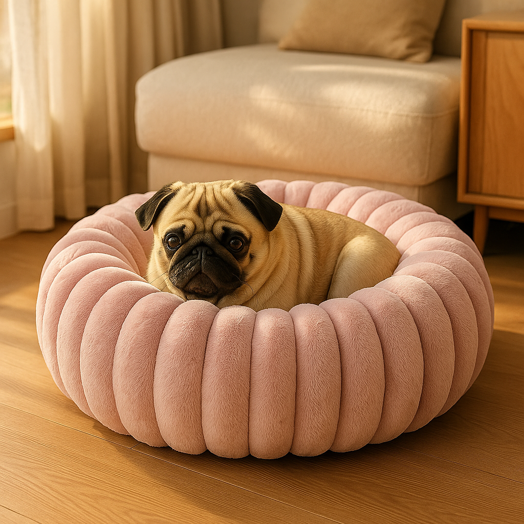 SnuggleNest Plush Donut Dog Bed