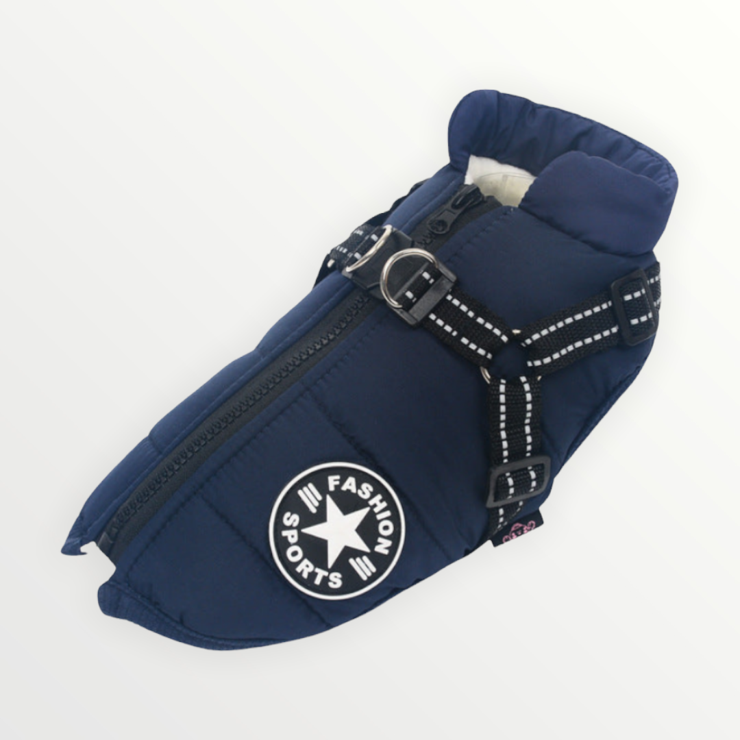 FrostShield Dog Jacket - Waterproof Coat with Built-In Harness