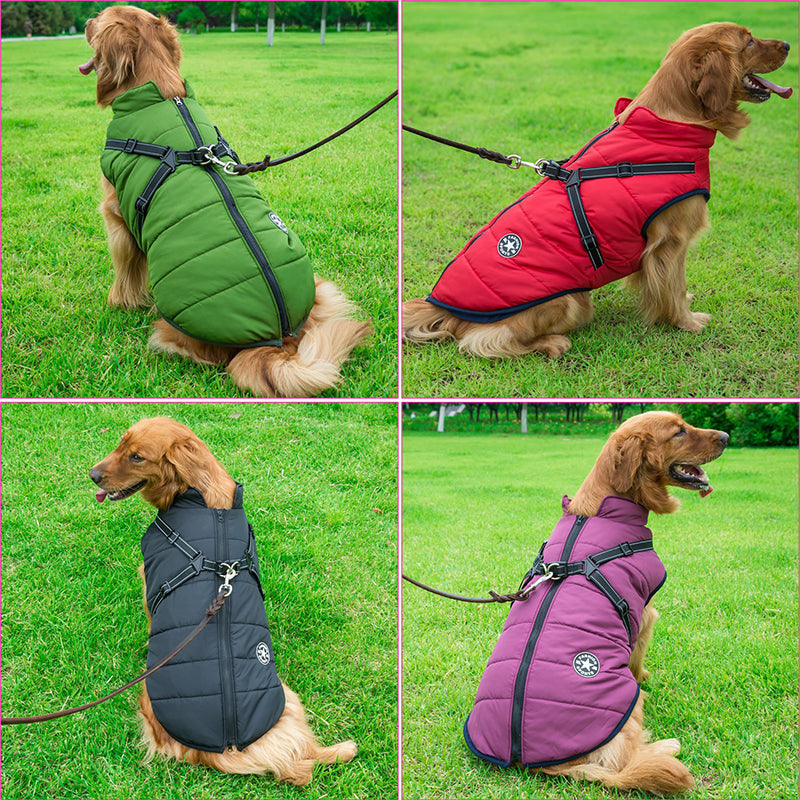FrostShield Dog Jacket - Waterproof Coat with Built-In Harness