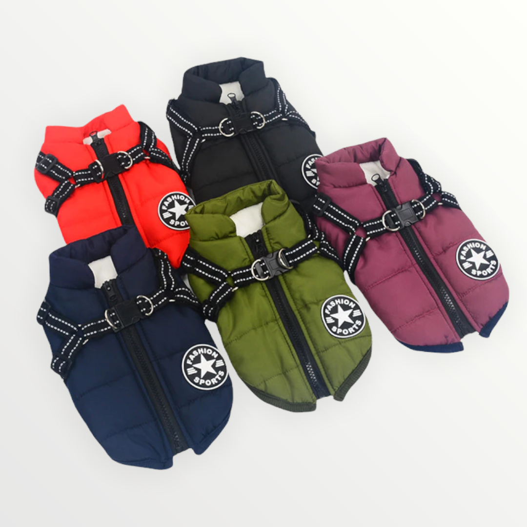 FrostShield Dog Jacket - Waterproof Coat with Built-In Harness