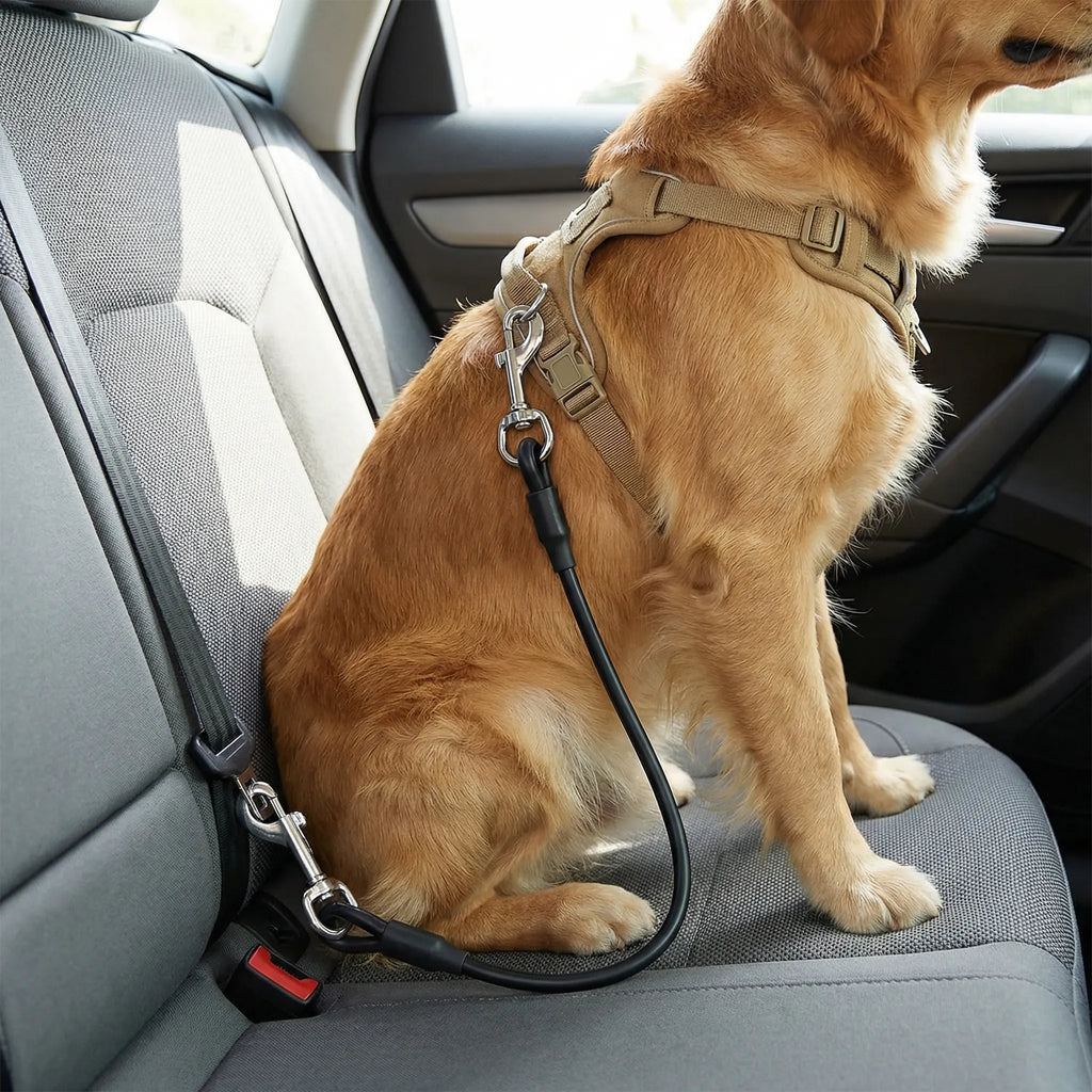 SecureRide Dog Car Seat Belt Tether with Chew-Resistant Wire Core