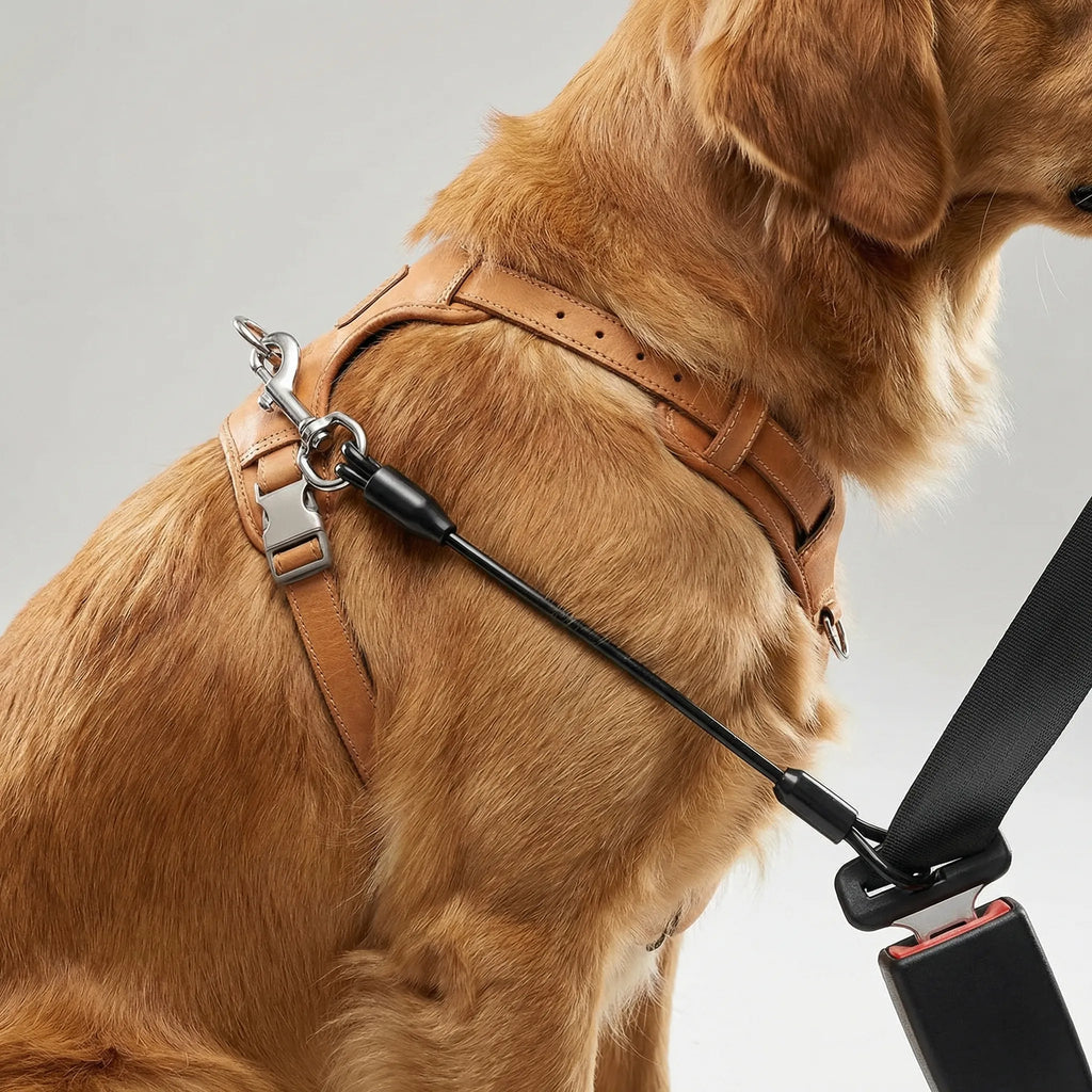SecureRide Dog Car Seat Belt Tether with Chew-Resistant Wire Core