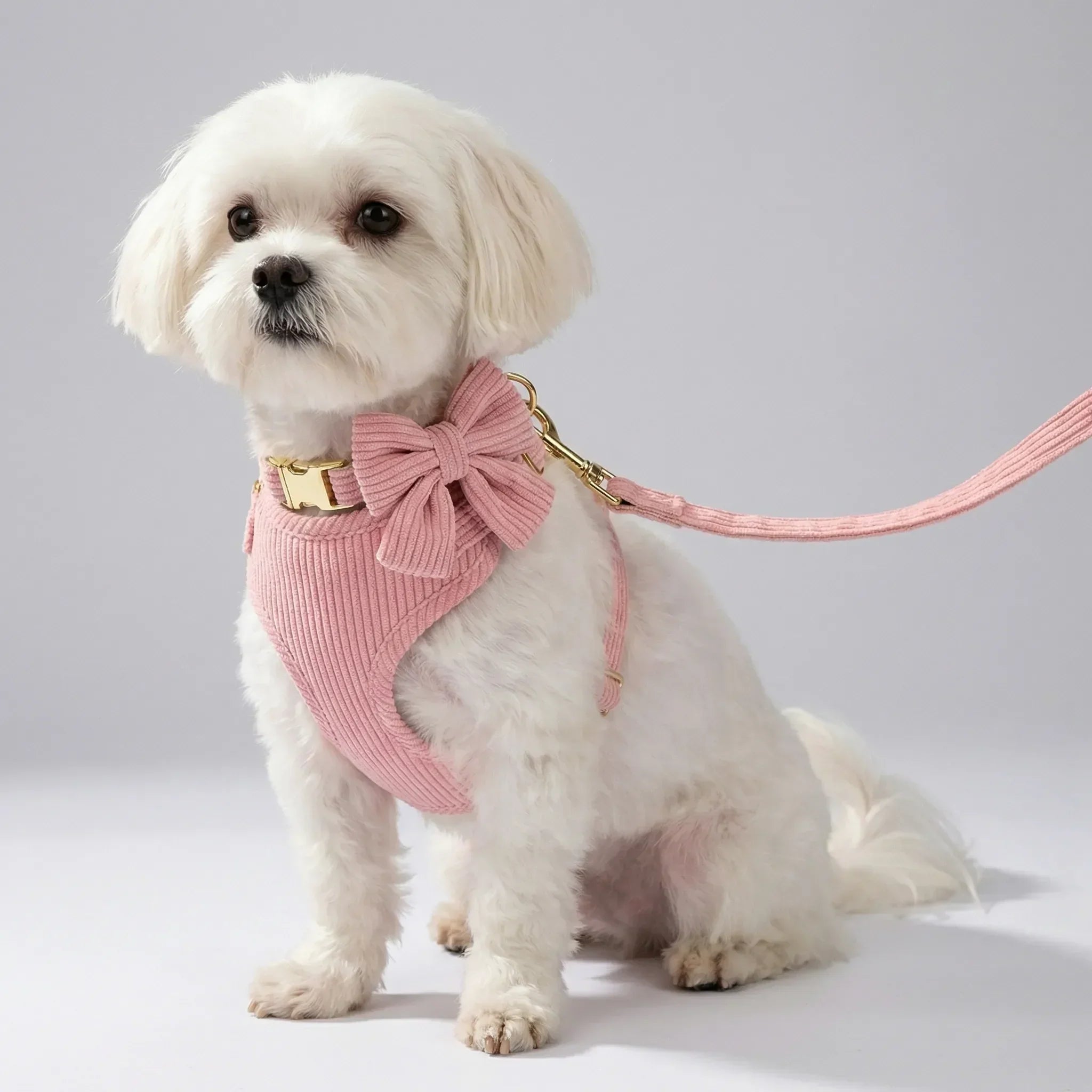 CharmSet 3-Piece Dog Harness Collar and Lead Set with Bow