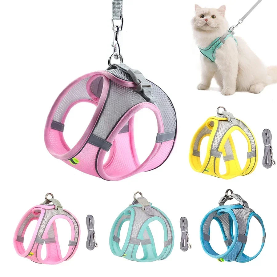 PetFlex Breathable Mesh Harness and Lead Set for Small Dogs & Cats