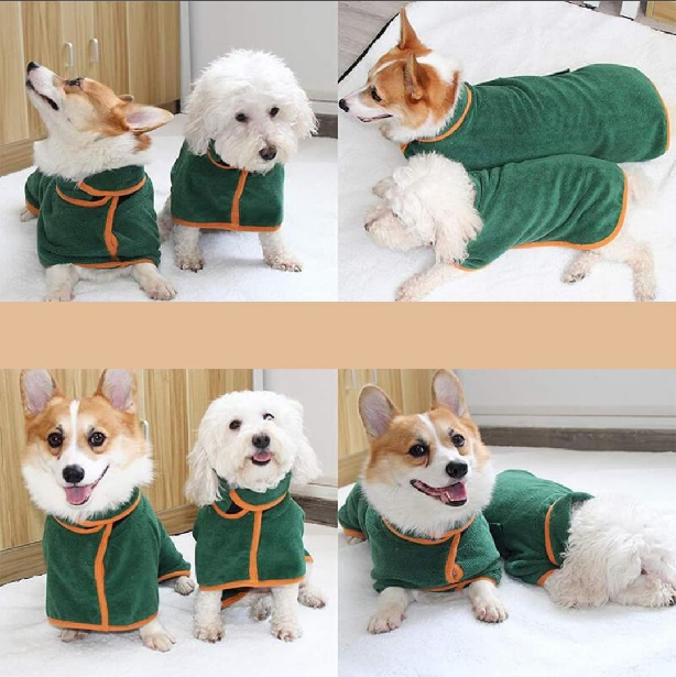 AquaSnug Dog Bathrobe - Quick Dry Microfiber Pet Towel Coat