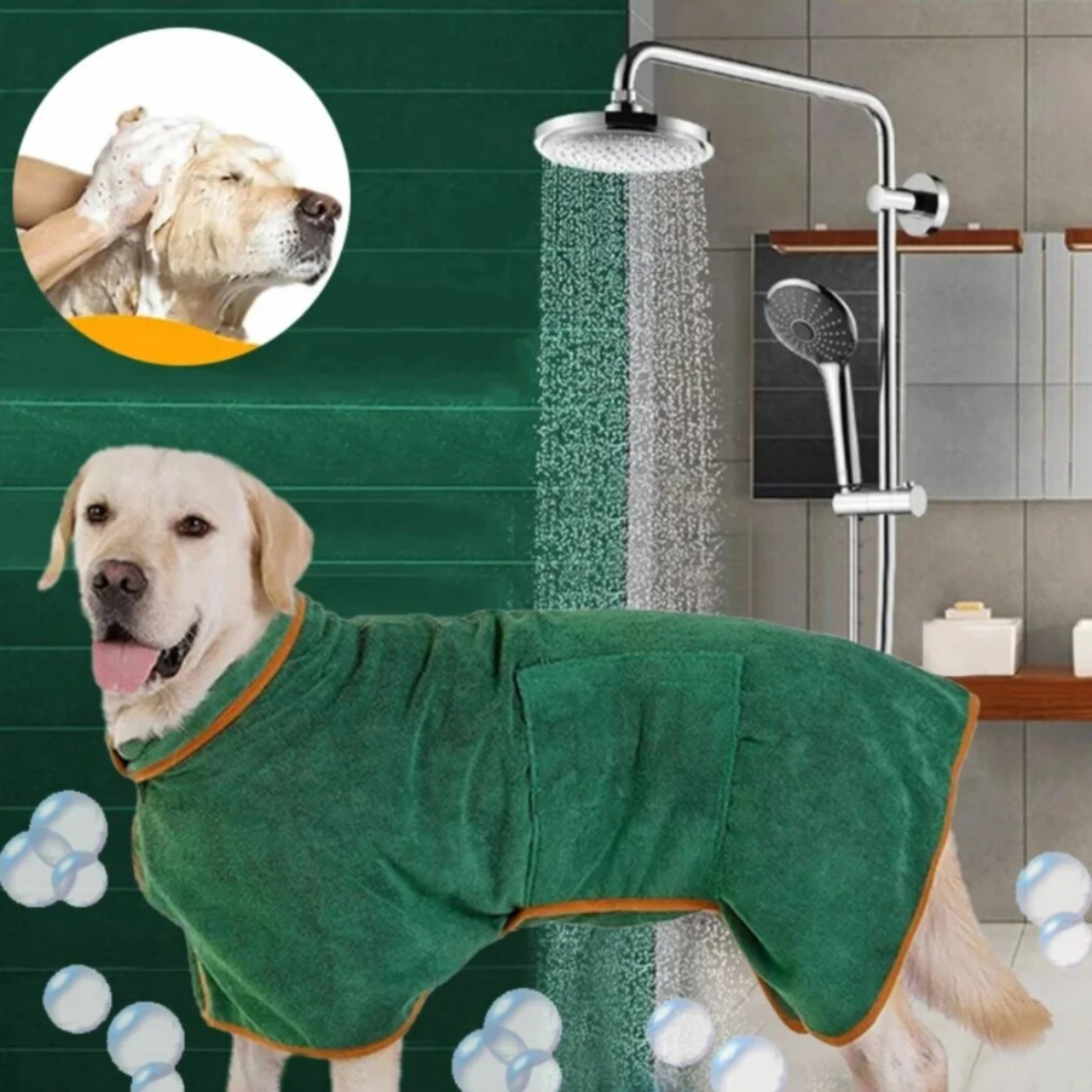 DryComfort Dog Bathrobe - Quick Dry Pet Bath Coat
