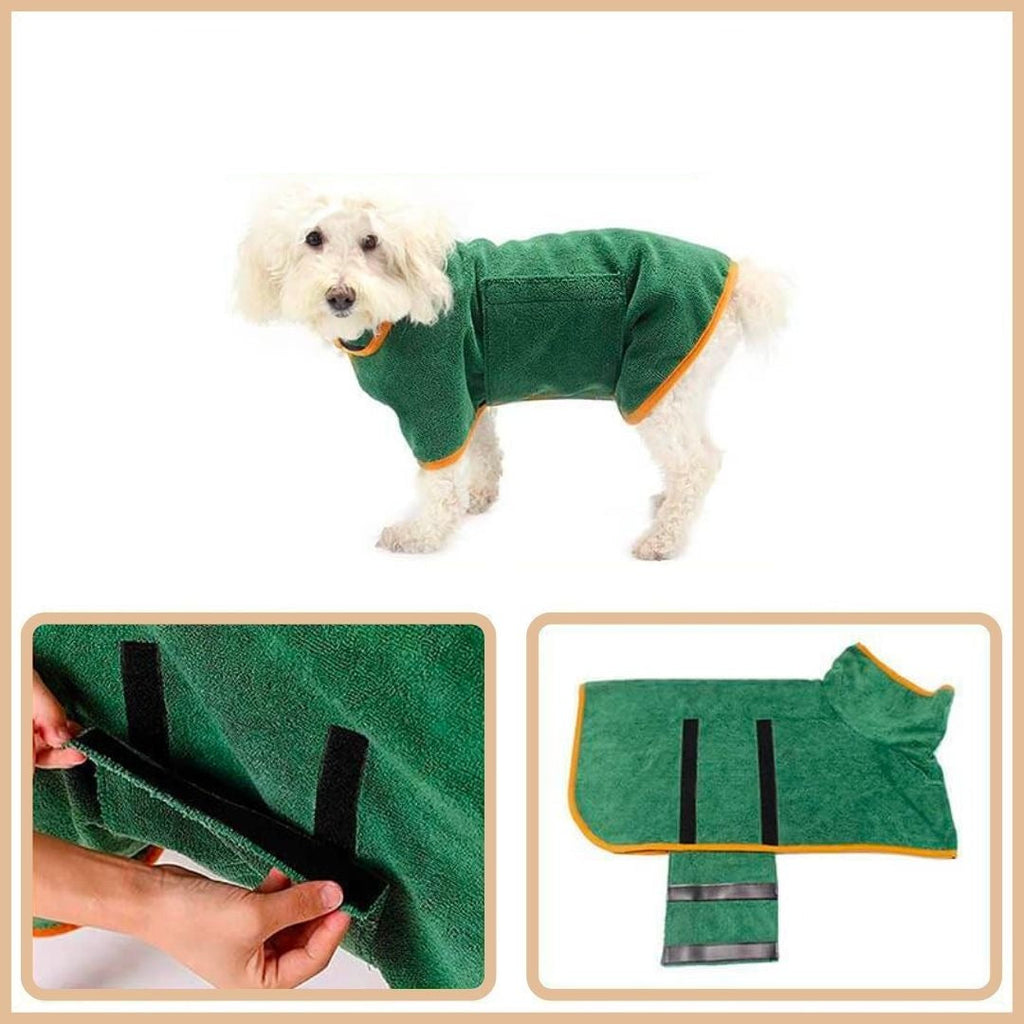 AquaSnug Dog Bathrobe - Quick Dry Microfiber Pet Towel Coat