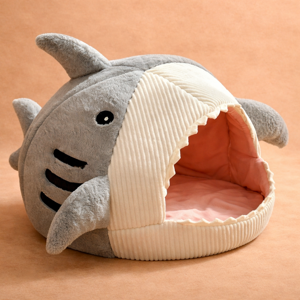 Shark Shaped Cat Bed Indoor Cozy Pet Cave