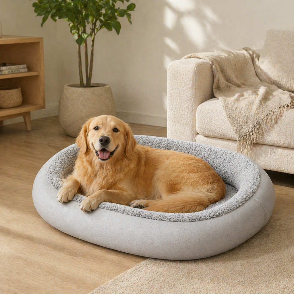 CozyNest Soft Oval Dog Bed Cotton