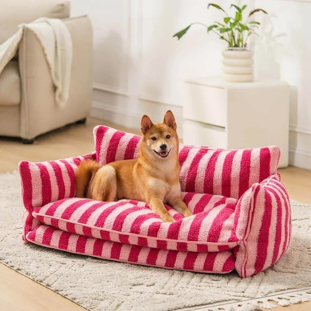 StripeLounge Soft Dog Sofa for Small Dogs