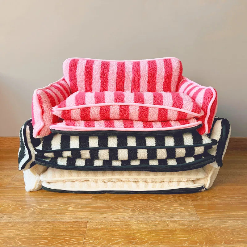 StripeLounge Soft Dog Sofa for Small Dogs