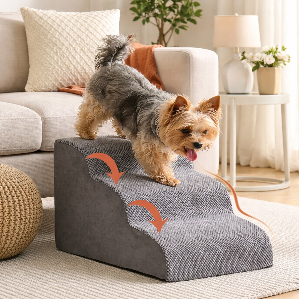 Memory Foam Dog Stairs for Bed and Sofa