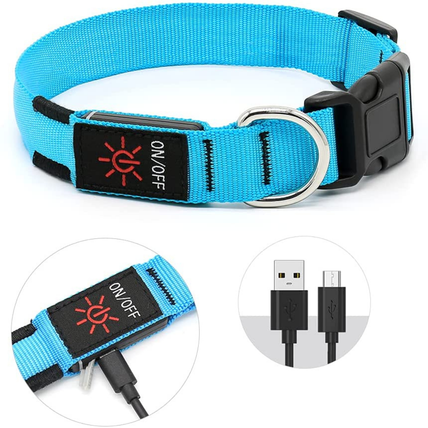 GlowSafe LED Dog Collar USB Rechargeable High Visibility