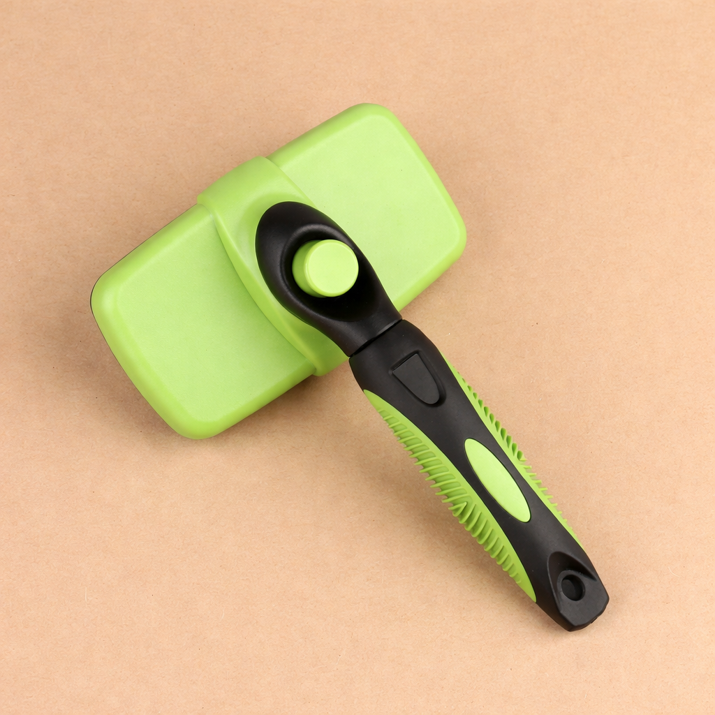 Self-Cleaning Pet Grooming Brush with Retractable Bristles