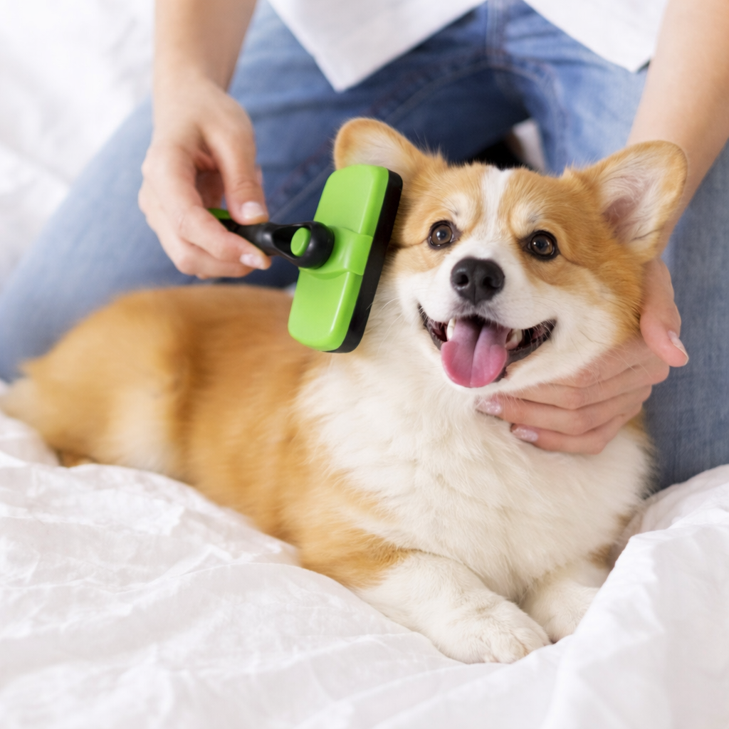 Self-Cleaning Pet Grooming Brush with Retractable Bristles