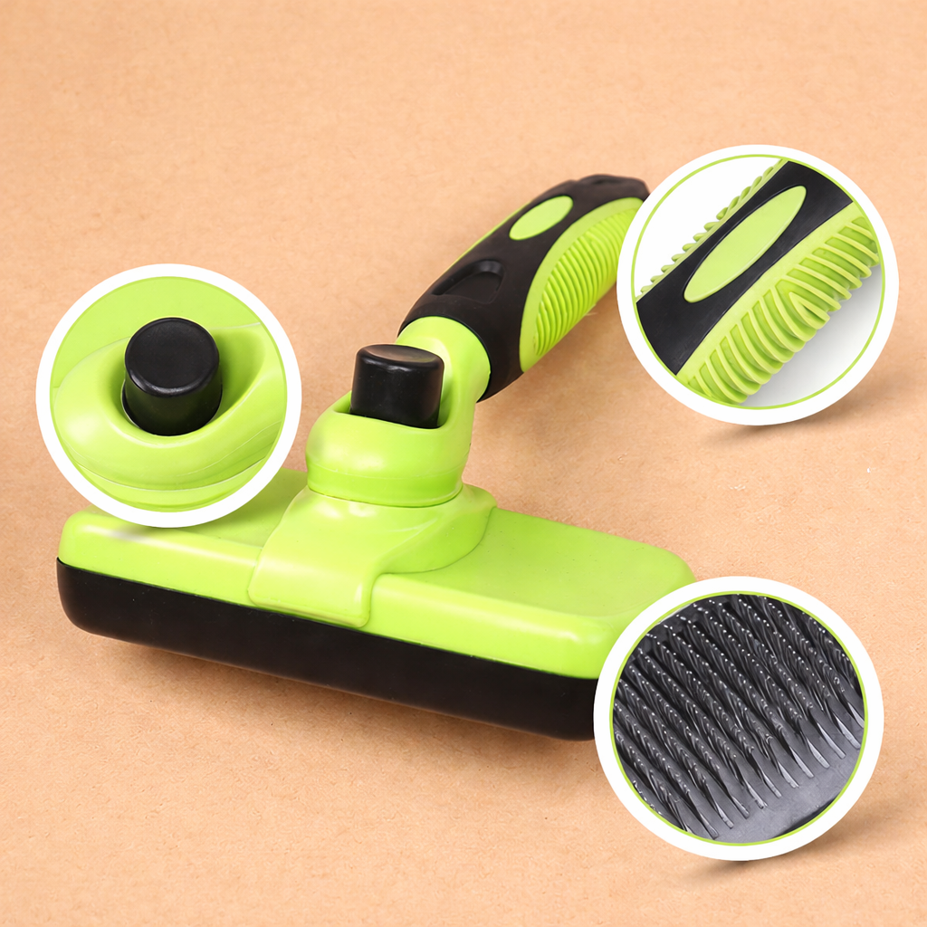 Self-Cleaning Pet Grooming Brush with Retractable Bristles