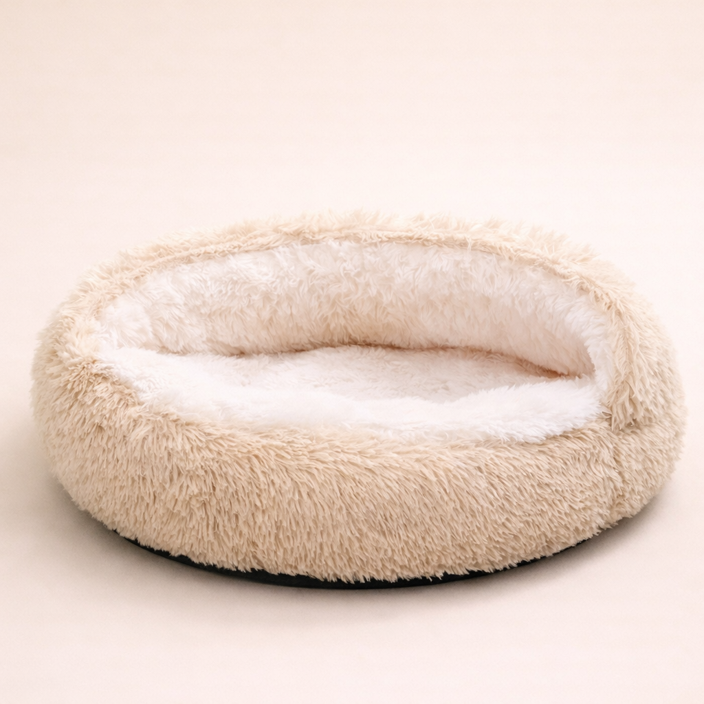 FluffyNest Warm Plush Dog Bed