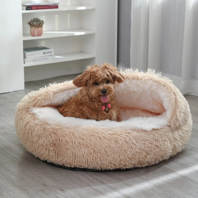 FluffyNest Warm Plush Dog Bed
