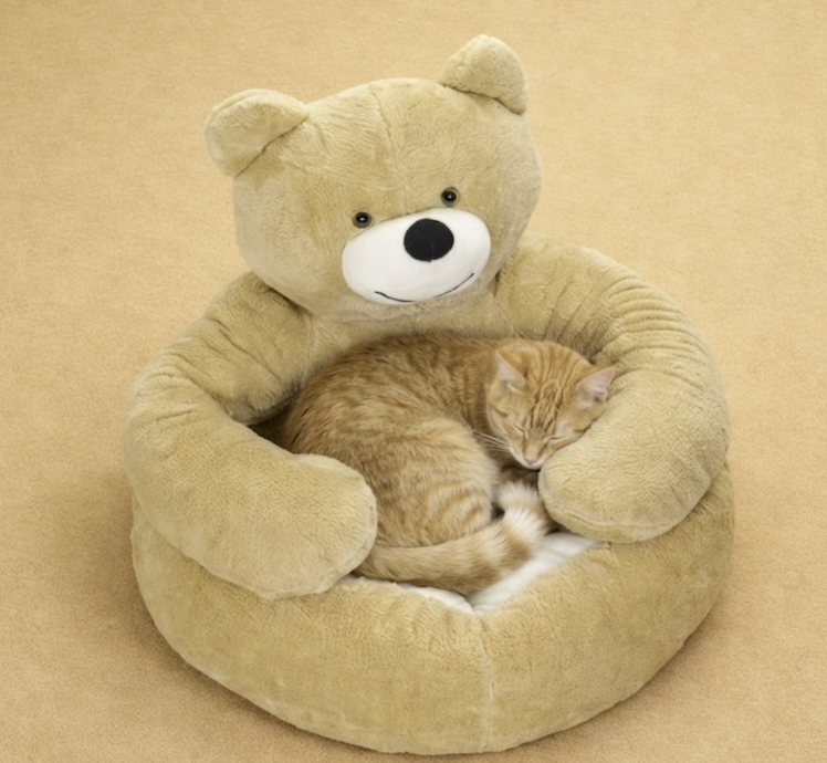 Plush Snuggle Pet Bed for Cats and Small Dogs