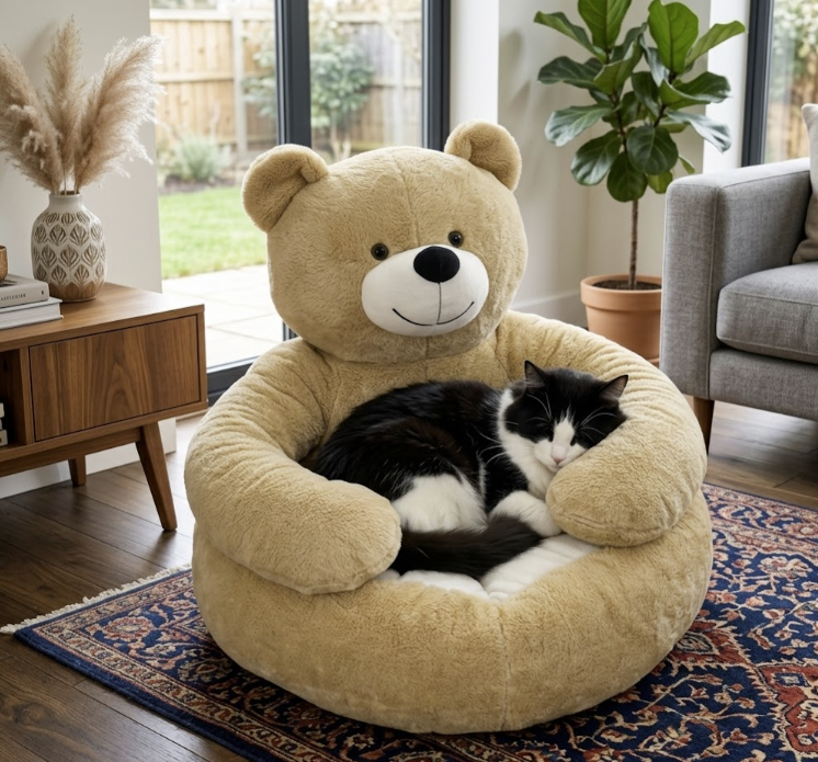 Plush Snuggle Pet Bed for Cats and Small Dogs