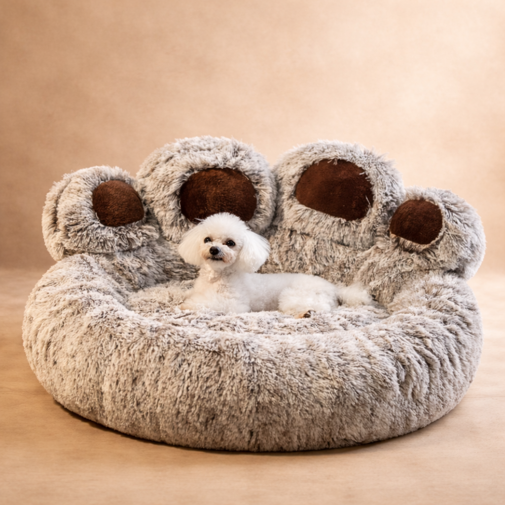 Calming Plush Pet Bed with Raised Edge Support