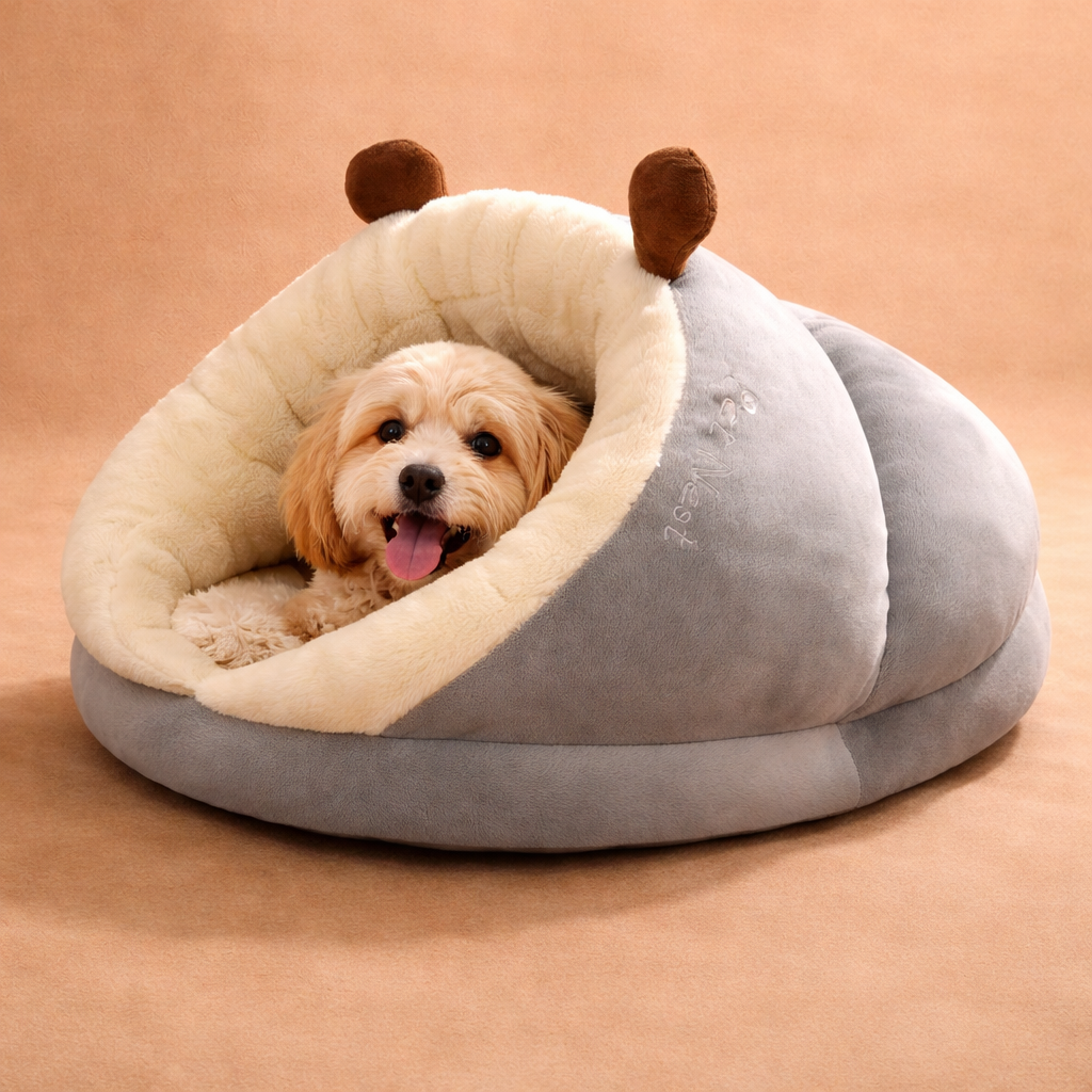 Calming Plush Pet Bed with Raised Edges