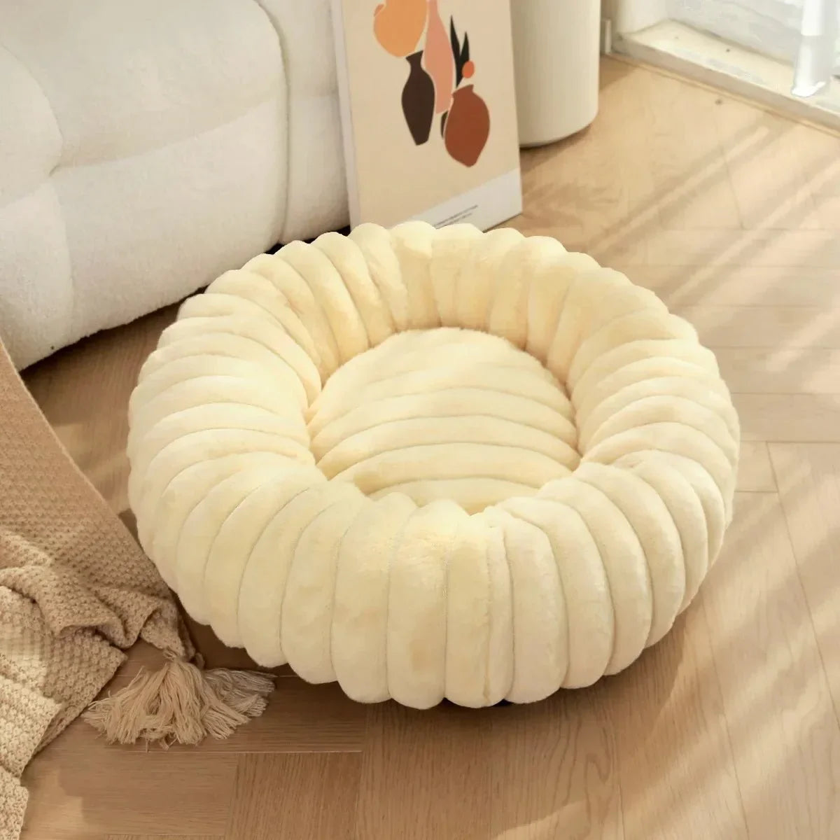SnuggleNest Plush Donut Dog Bed