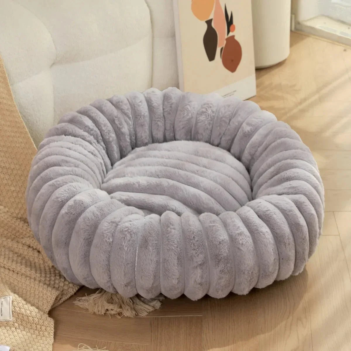 SnuggleNest Plush Donut Dog Bed