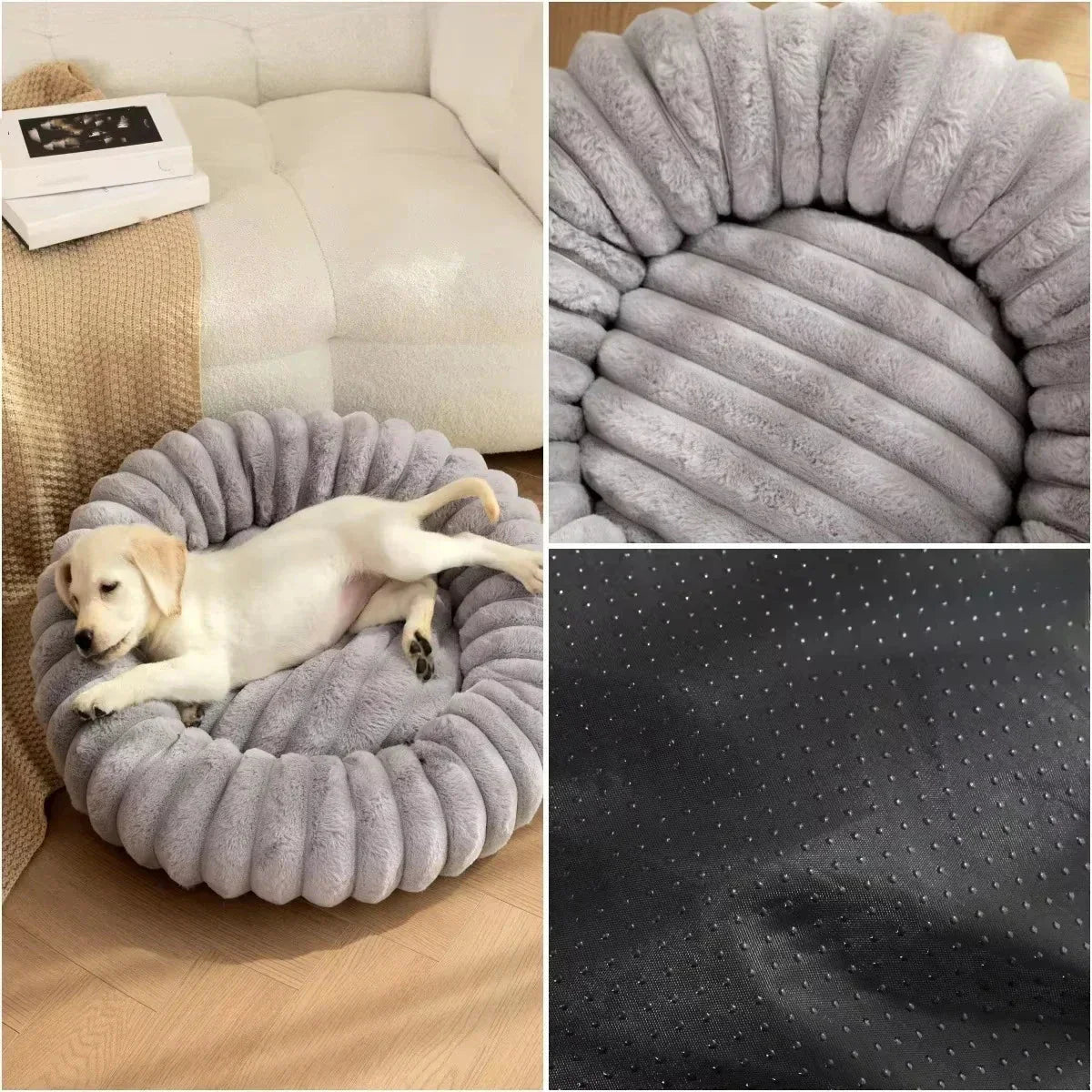 SnuggleNest Plush Donut Dog Bed