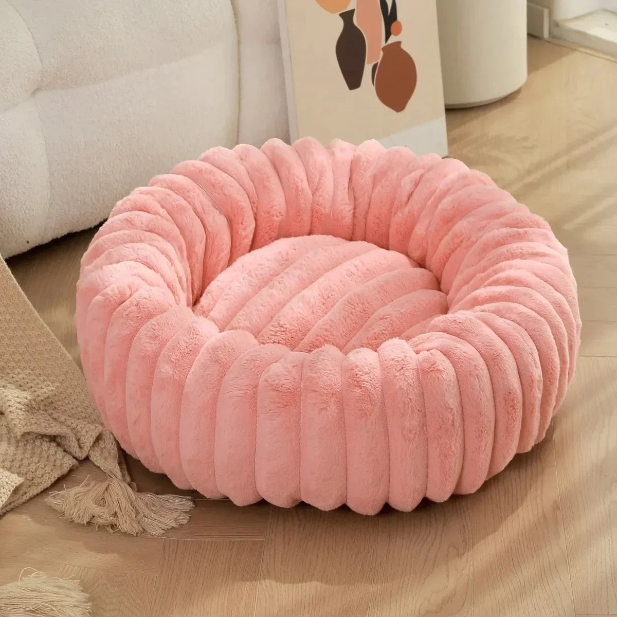 SnuggleNest Plush Donut Dog Bed
