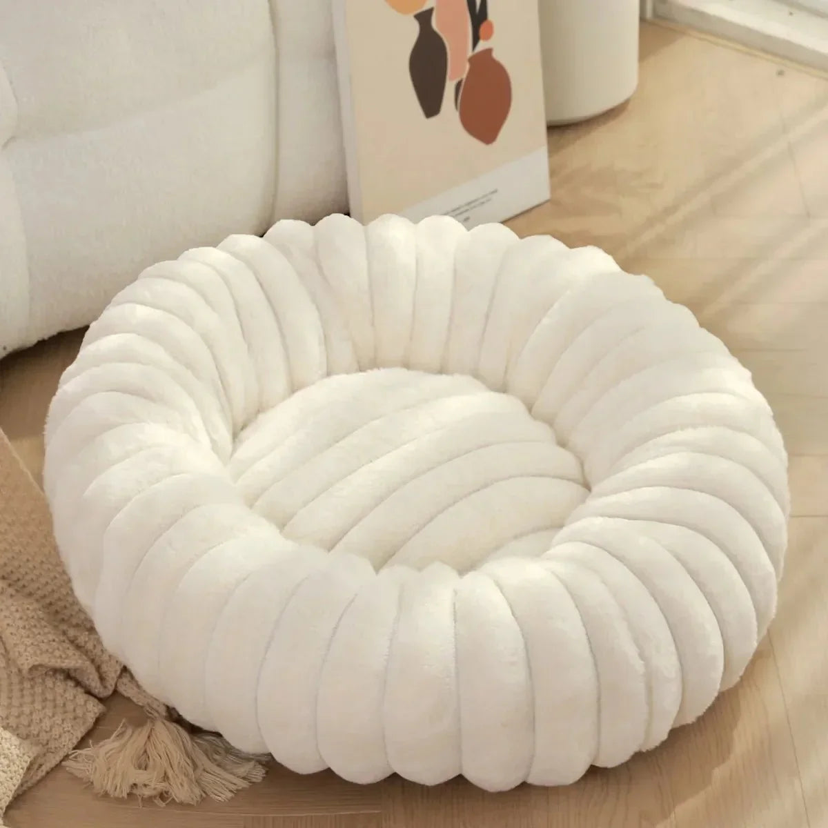SnuggleNest Plush Donut Dog Bed